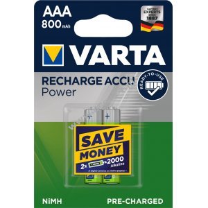 Varta Power Akku Ready2Use TOYS Micro AAA 2 pack blisterverpakking