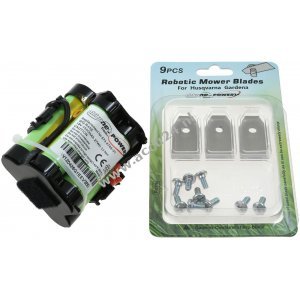 Accu voor maaimachine Gardena R40Li/R45Li / R70Li incl. 9x reservemessen