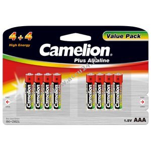 Batterij Camelion Micro LR03 MN2400 HR03 Plus Alkaline (4+4) Blister van 8