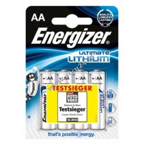 Energizer Ultieme Lithium AA Mignon-batterij 4 stuks blisterverpakking