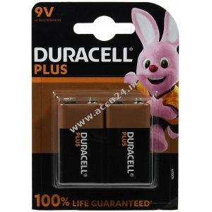 Batterij Duracell Plus Power MN1604 6LR61 9V Blok Blister van 2