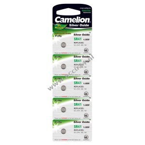 Camelion Zilverkleurige knoopcel SR41/SR41W / G3 / 392 / LR41 / 192 Blister van 5