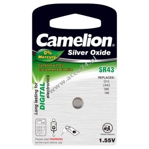 Camelion Zilverkleurige knoopcel SR43 / G12 / 386 / LR43 / 186 1pc blisterverpakking