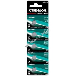 Camelion Zilveroxide knoopcel SR54 7 G10 / LR1130 / 389 / SR1130 / 189 5pcs blisterverpakking