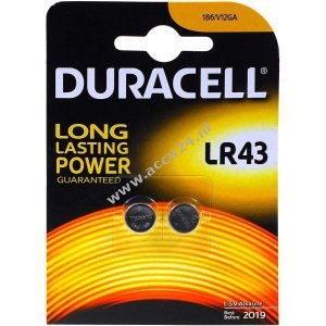 Duracell Knoopcel LR43 LR1142 AG12 V12GA 2-pack blisterverpakking