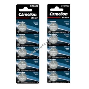 10x lithium knoopcel, batterij Camelion CR2032 bijv. voor horloges 2x Blister van 5