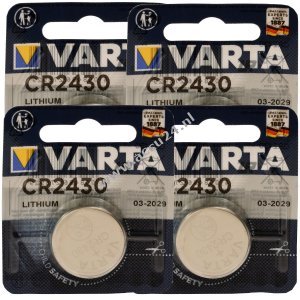 4x Lithium knoopcelbatterij Varta Elektronische CR2430 3V 1er blaar