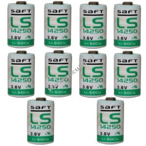 10x Lithium batterij Saft LS14250 1/2AA 3,6Volt