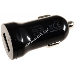 Autoreislader 12-24V tot 1x USB 1000mA Zwart