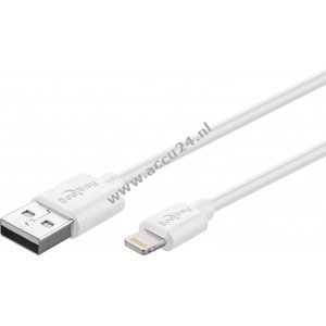 goobay Bliksem MFi/USB-synchronisatie en oplaadkabel voor Apple iPhone/iPad White